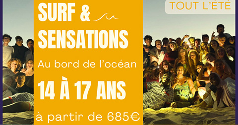 Séjour colonie surf ado été 2026 (14-17 ans) à partir de 685€ avec Eva Soleil